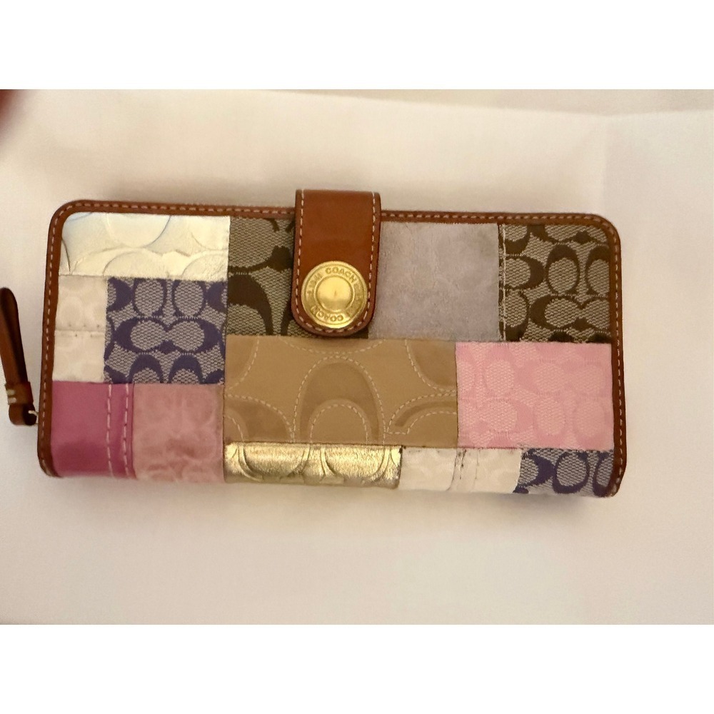 Coach Patchwork Wallet-Canvas, leather, and suede